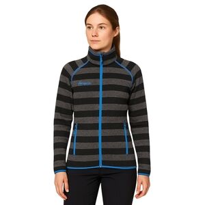 BERGANS OF NORWAY Full Zip Jacket Womens Medium Gray Black Stripe Wool Outdoor